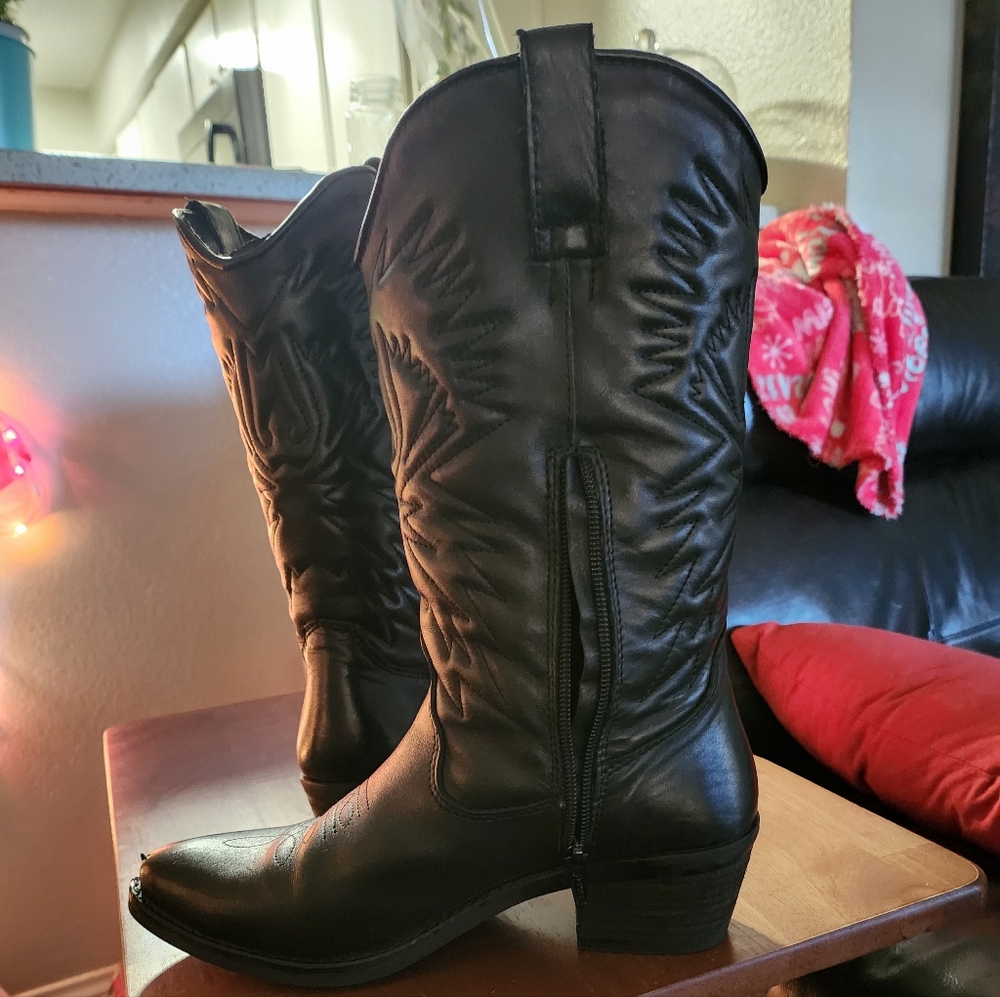 Steve Madden Hayward Black Western Cowboy Boots